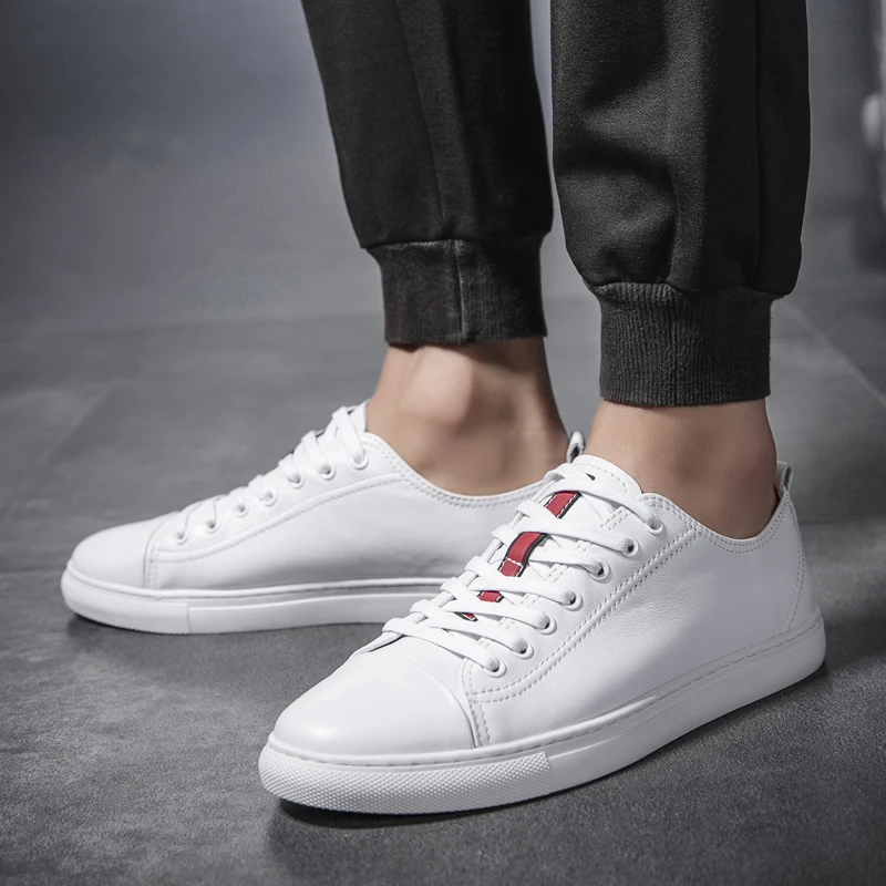 Мужская кожаная повседневная обувь классические модные мужские кроссовки на