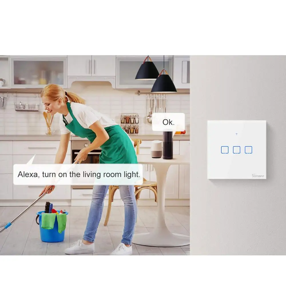 Настенный выключатель Sonoff TX/T2 EU/UK 1/2/3 Gang Light светодиодный сенсорный Wi Fi 433 МГц