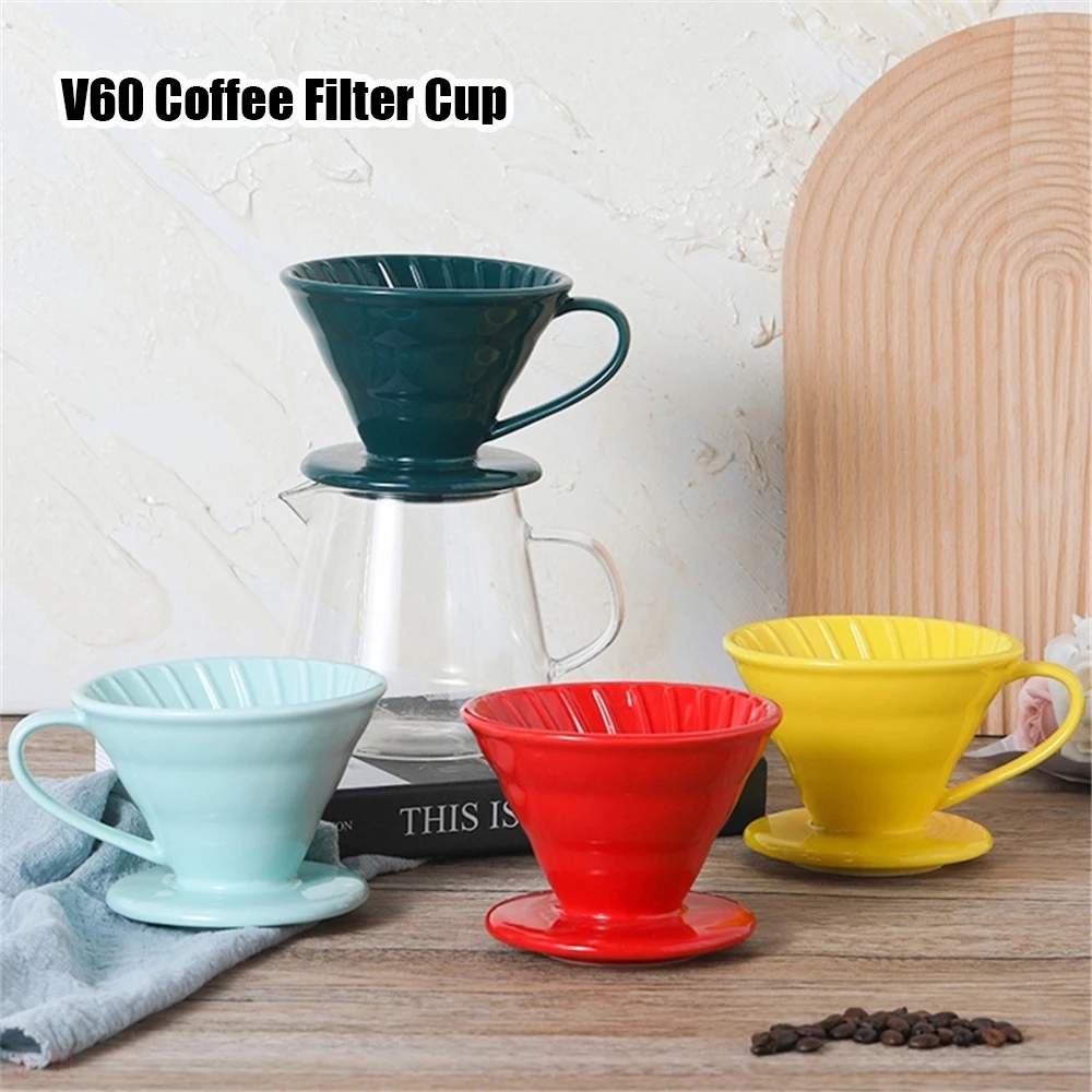 

Coffee Dripper V60 Style Coffee Filter Cup Ceramic Espresso Filter Cup Funnel Drip Hand Cup Filters For 1-2 Cups Barista