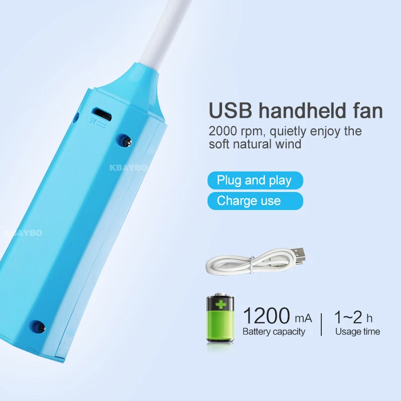 

360 degree rotation Hand Fans Battery Operated Rechargeable Handheld Mini Fan Electric Personal Fans Hand Bar Desktop Fan