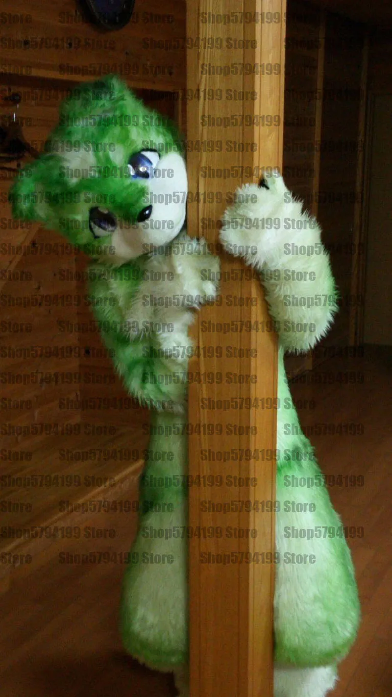Индивидуальный костюм # M18 с зеленой лисой хаски пушистый талисман косплей