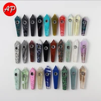 1pc natural quartz crystal weed tobacco point wand healing rose quartz treatment smoking pipe filter with gift box