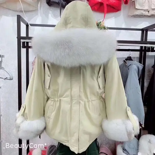 2019 зимняя женская куртка с натуральным лисьим мехом пуховик на белом утином пуху