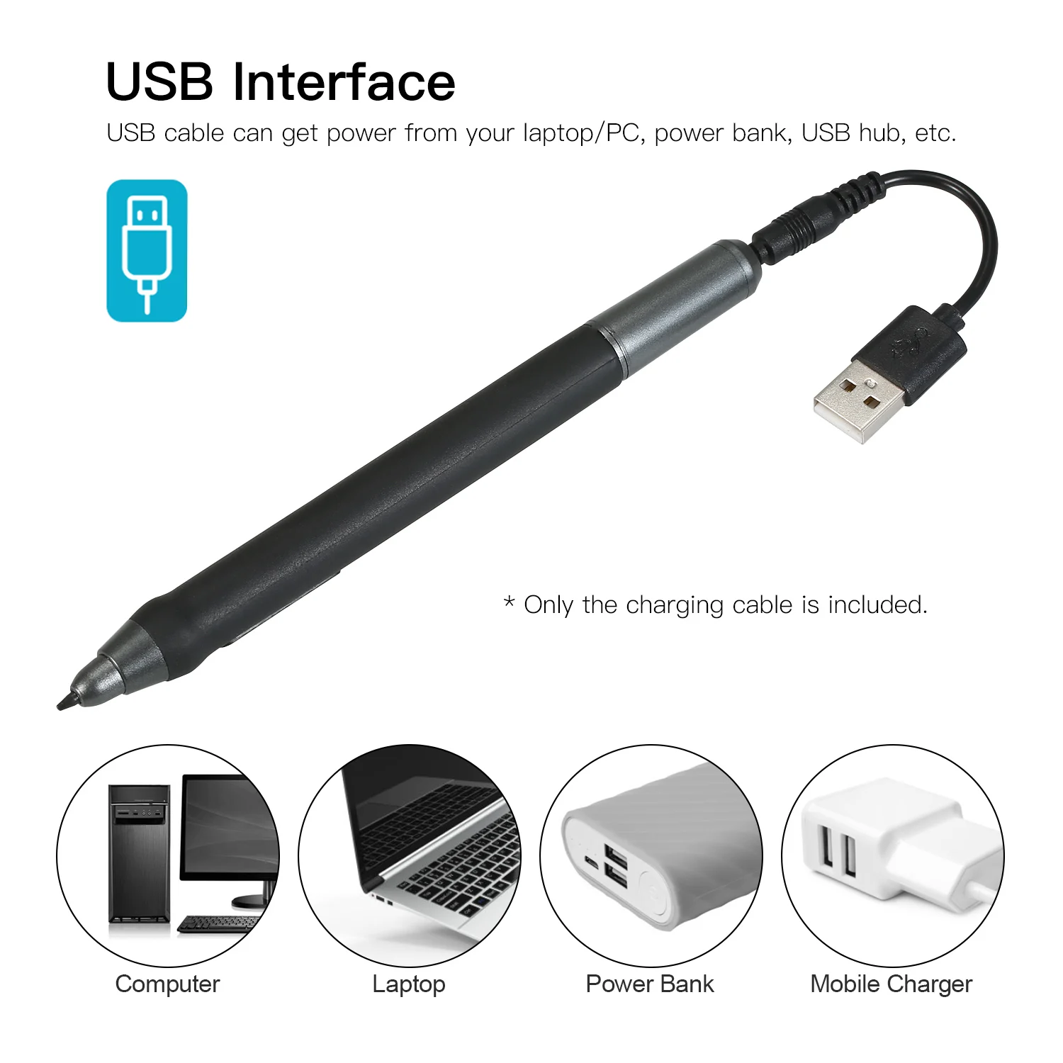 BOSTO Stylus Charging Cable Cord USB Charger 12cm for BOSTO/UGEE/Huion/Wacom Graphics Drawing Tablet Rechargeable Pen | Компьютеры и
