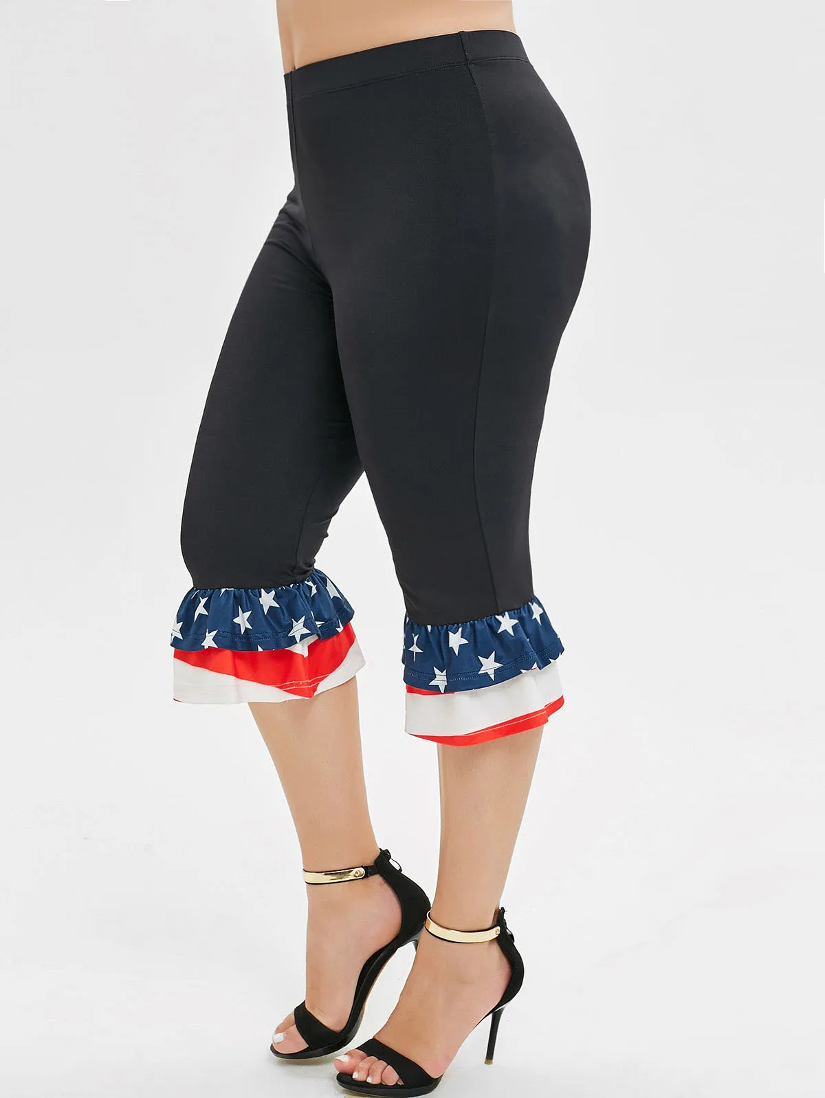 ROSEGAL большие размеры американские плоские с оборками многослойные штаны принтом