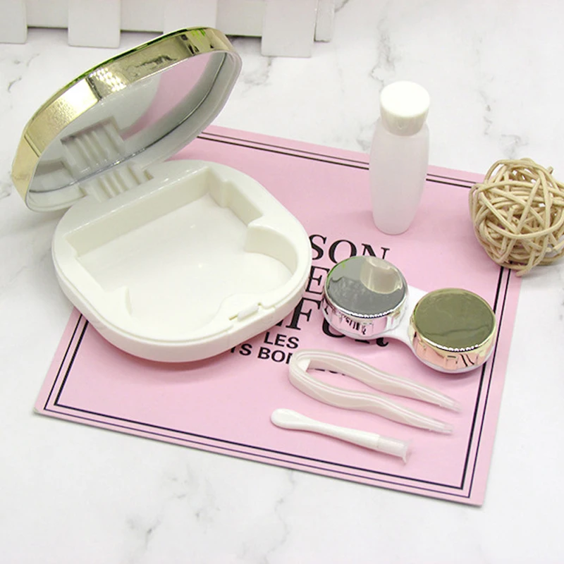 Гладкий Чехол для контактных линз с зеркальным покрытием комплект контейнера