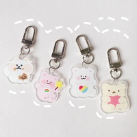 cartoon cute cat bear blingbling key chain korean ins acrylic girl handbag creative kawaii flash powder decorative pendant