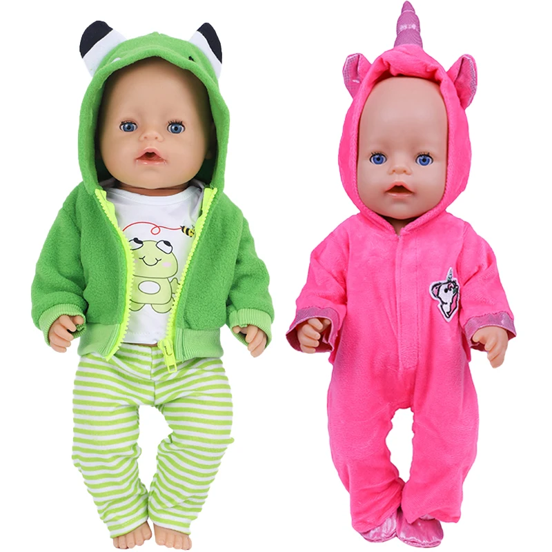 

43CM Doll Clothes Cute Frog Unicorn Bathrobe Suit 18 Inch Doll Clothes Born Baby Fit American Girl Dolls Accessories For Gift