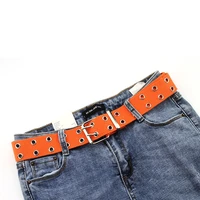 unisex punk style double row rivet eyelet pin buckle belt fashion casual canvas waist strap adult jeans trousers pants waistband