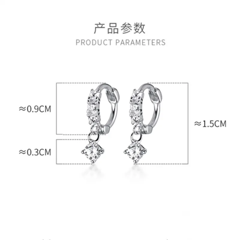 

A00271 Jazaz Pave Cubic Zirconia Gothic Princess Hanging Stud Earrings for Women Real 925 Sterling Silver Wedding Fine Jewelry