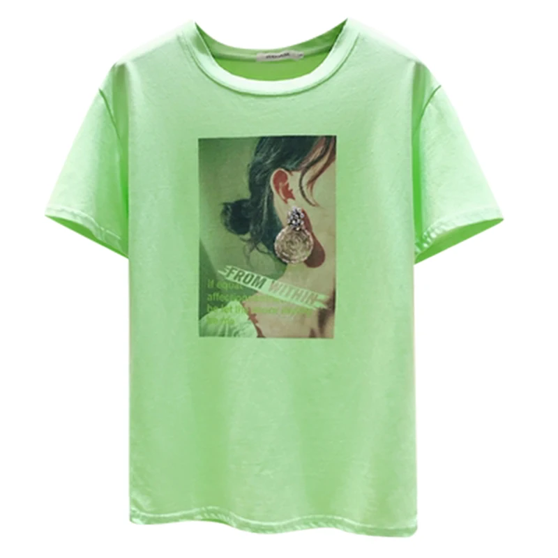 Милая летняя одежда для девочек с буквенным принтом футболки женщин коротким