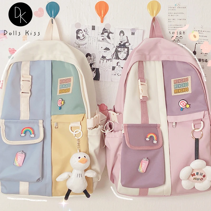 

Ladies Kawaii Backpack Waterproof Nylon Student School Bag Fresh Stitching Design Travel Bag for Women Japanese backpack Mochila