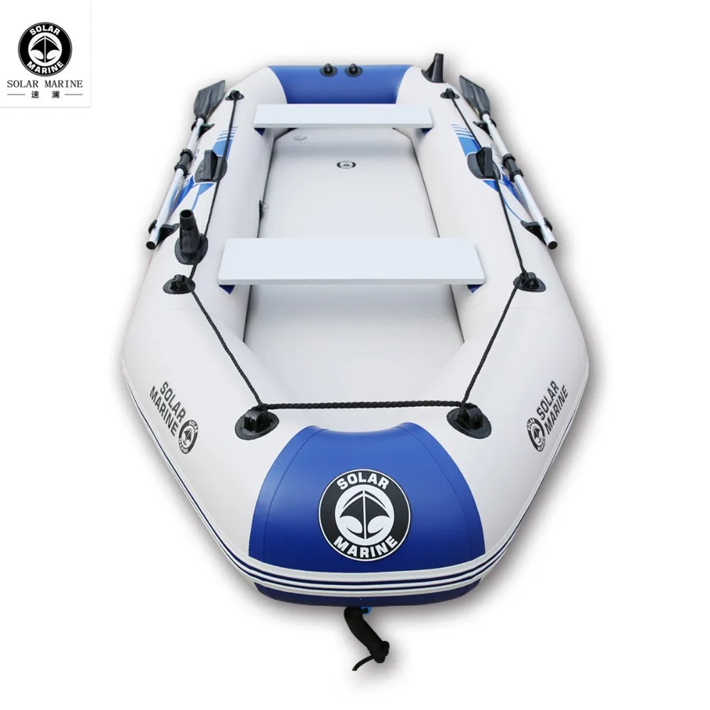 

Solar Marine Wholesale 3 Person 260CM PVC Rowing Kayak Inflatable Fishing Boat Canoe Dinghy Air Mat Bottom With Free Accessories