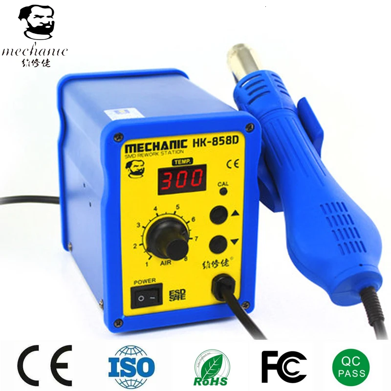 

12 Sets MECHANIC HK-858D SMD Hot Air Rework Station Digital Electronic Welding Iron DC Version Portable Without Power Supply