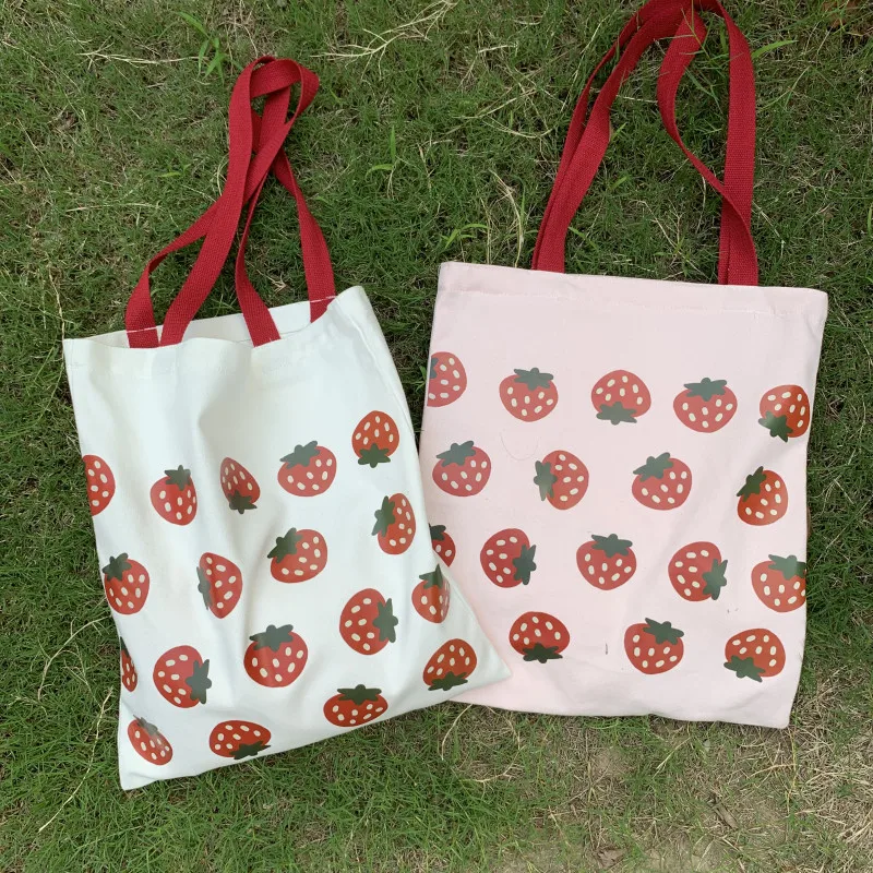 Симпатичная Клубничная Холщовая Сумка для японских студентов Корейская версия