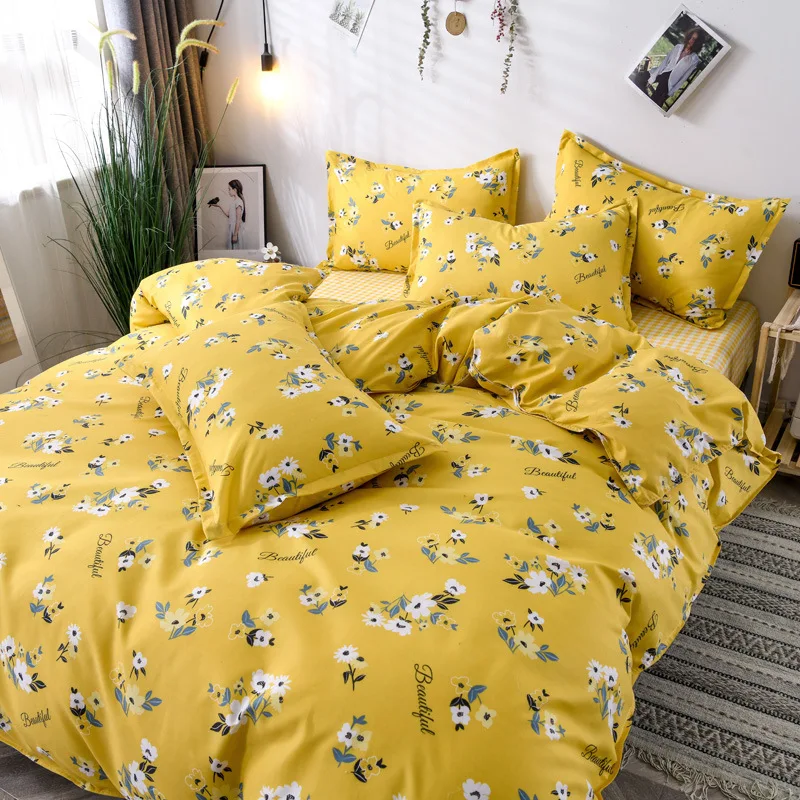 

Simplicity Soft Washed Cotton Bedding Set Bedlinen Twin Full Queen King Flowers Duvet Cover Bed Sheet Pillowcase Adult Bedclothe