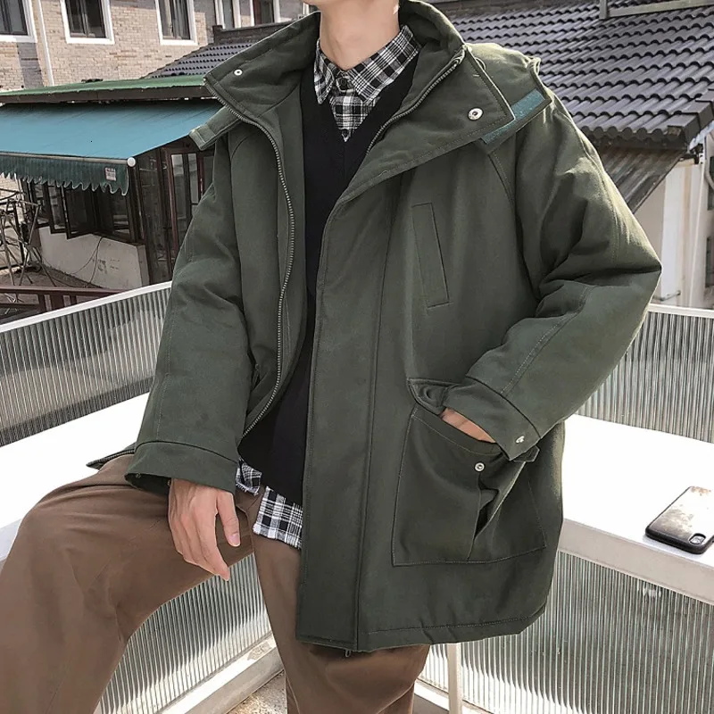 Зимняя хлопковая куртка Мужская теплая Толстая Модная парка однотонная