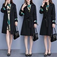 women knee length dress suits double breasted blazer and long sleeve dresses korean fashion long trench coat 2 piece set outfit