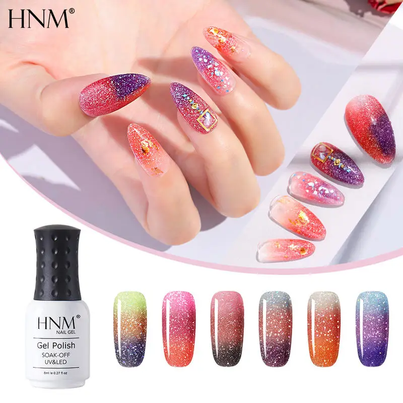 Гель лак для ногтей HNM 8 мл лазер трехцветный термо гель Праймер УФ светодиодный