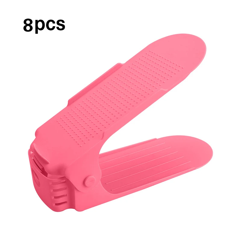 10pcs---rose red 10 шт. органайзер для обуви, двойной стеллаж для обуви, регулируемый диапазон экономии пространства, полка для хранения обуви, слот для хранения пространства, шкаф, диапазон обуви - Цвет: 10pcs---rose red