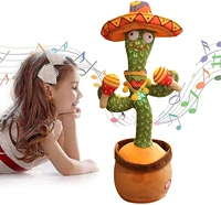 mexican style dancing cactus wiggling repeating what you say dancing recording glowing singing plushy action figures toy
