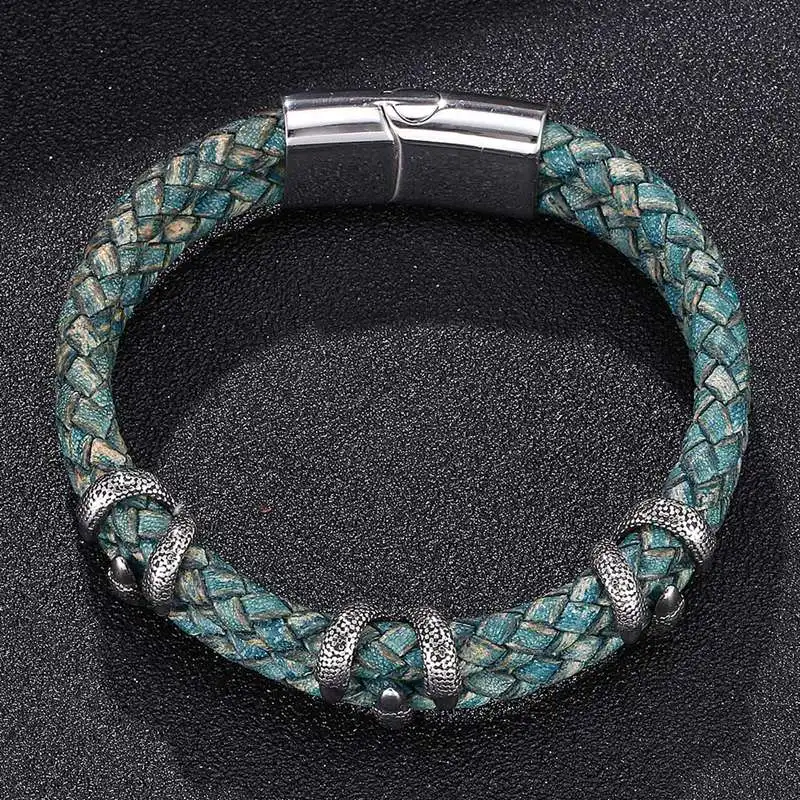 Браслет плетеный кожаный для мужчин и женщин Ювелирное Украшение с когтями