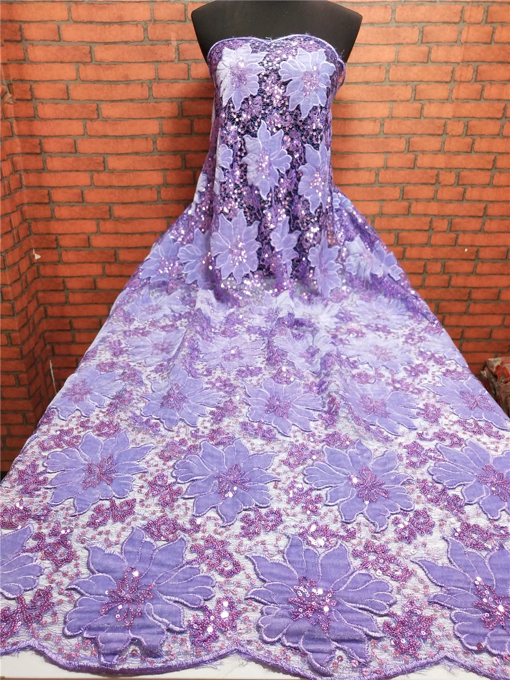 African lace fabric 5yds/pce linac velvet 3cm&5cm shiny sequins mesh fabrics women gorgeous luxury lagos party nigerian asoebi - Цвет: 2