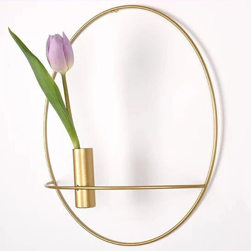 Уникальный настенный подсвечник геометрический Золотой круглый металлический