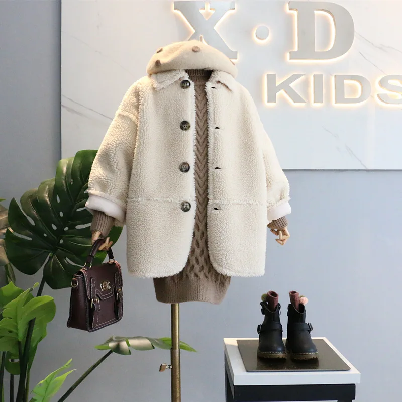

Soft Fur Coat Winter Jacket Baby Spring For Girl Warm Cotton Kids Toddler Outwear 2021 Buttons Thicken Children Clothes High Qua