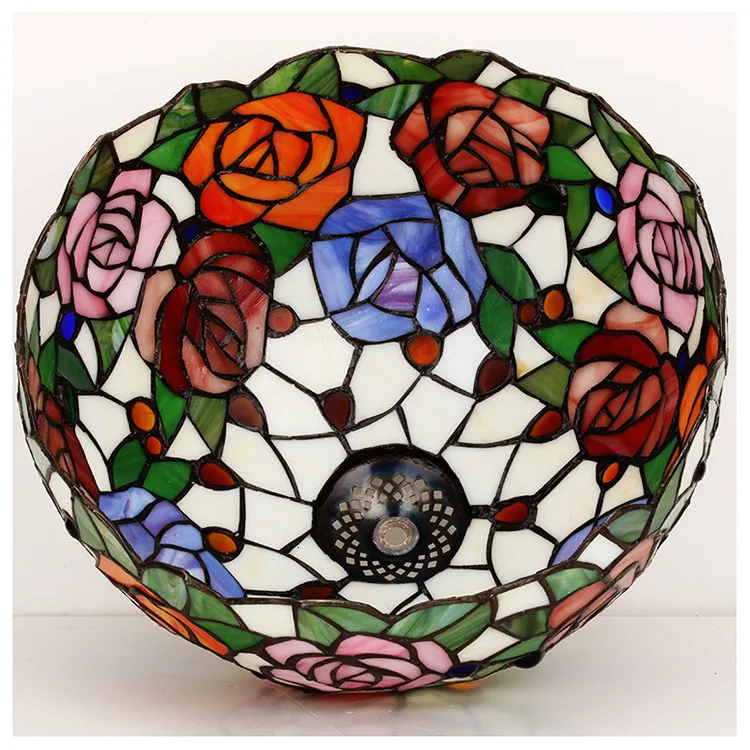 Настольная лампа Тиффани из витражного стекла в европейском стиле барокко