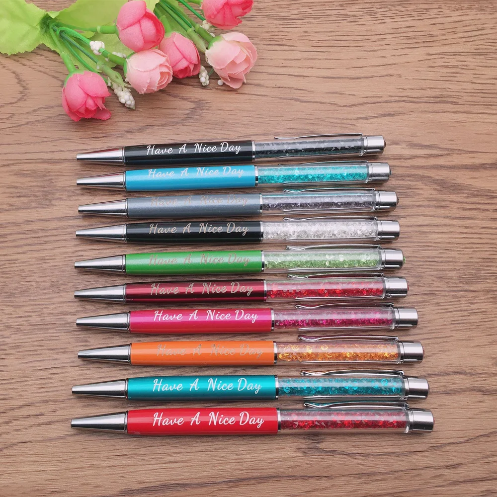 100 шт./лот металлическая шариковая ручка с кристаллами креативный стилус для