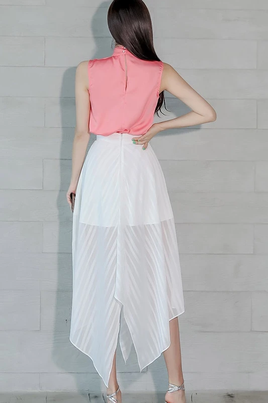 

Summer Women Clothing Set Sexy Work Wear 2 Pieces Set Sleeveless Blouses Crop Top + Irregular High Waist Long Skirt Casual Sets