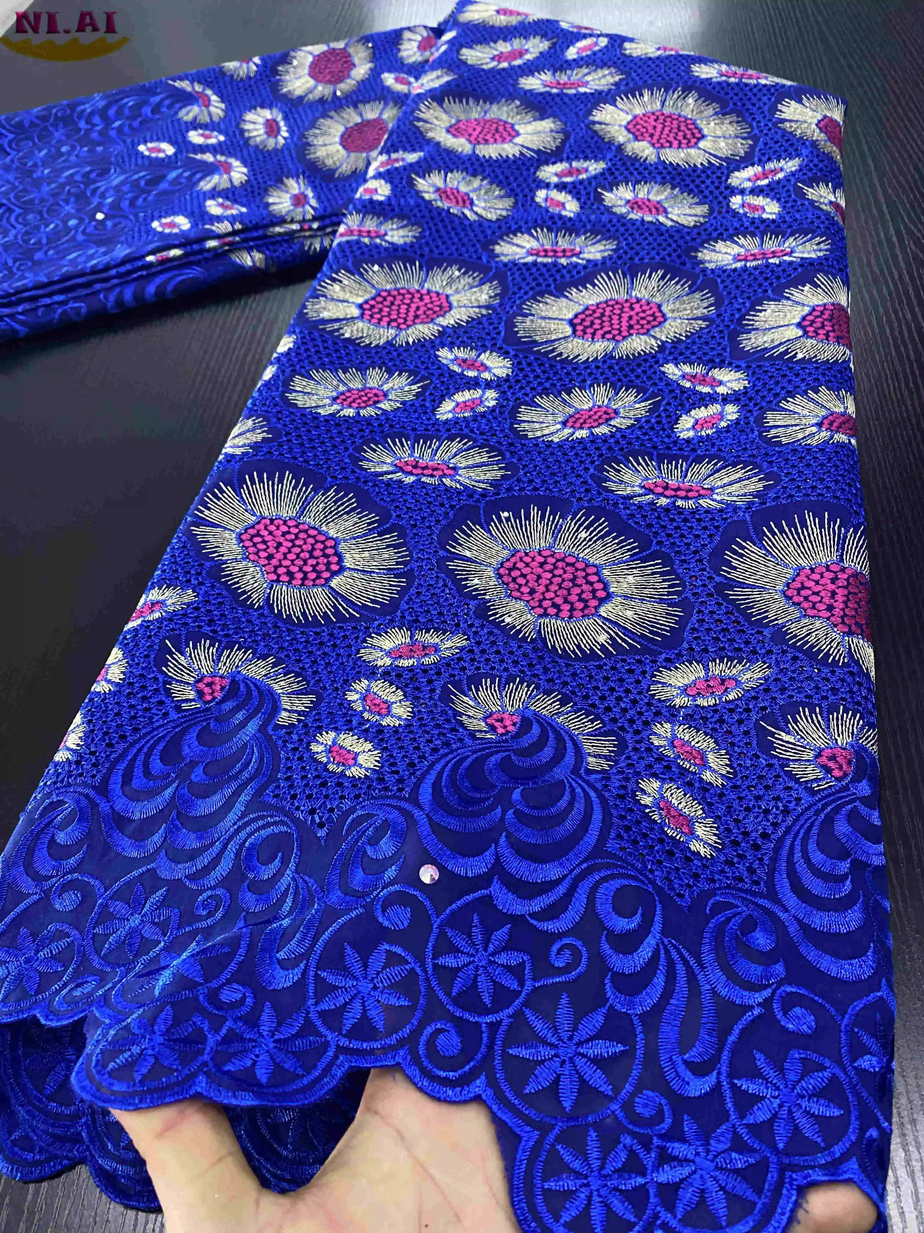 

Африканские нигерийские сухие хлопковые кружевные ткани NIAI 2020, высококачественные вышитые кружева, швейцарская вуаль, кружева в Швейцарии,...