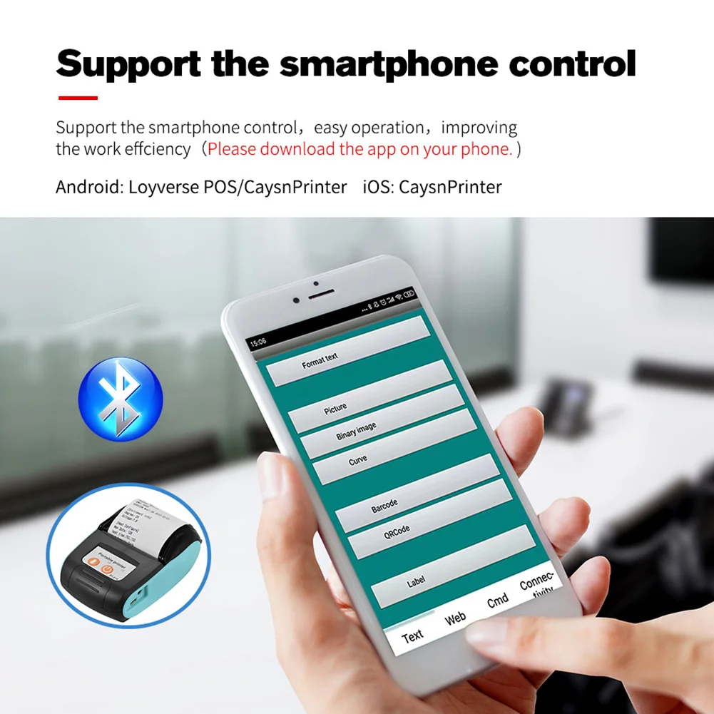 Миниатюрный Bluetooth беспроводной термопринтер для чеков смартфонов принтер