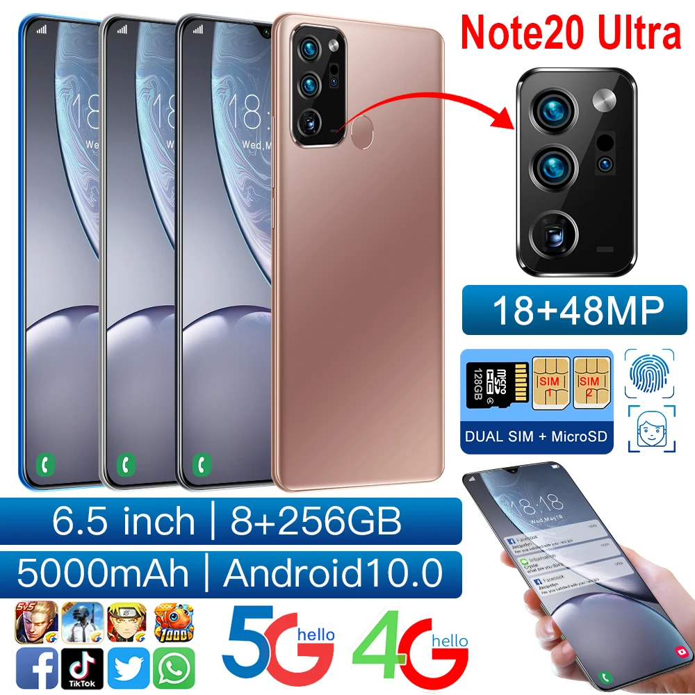 Note20Ultre смартфон 6 5 дюймов Android Snapdragon 855 10 ядерный 12 Гб Оперативная память 512 ГБ