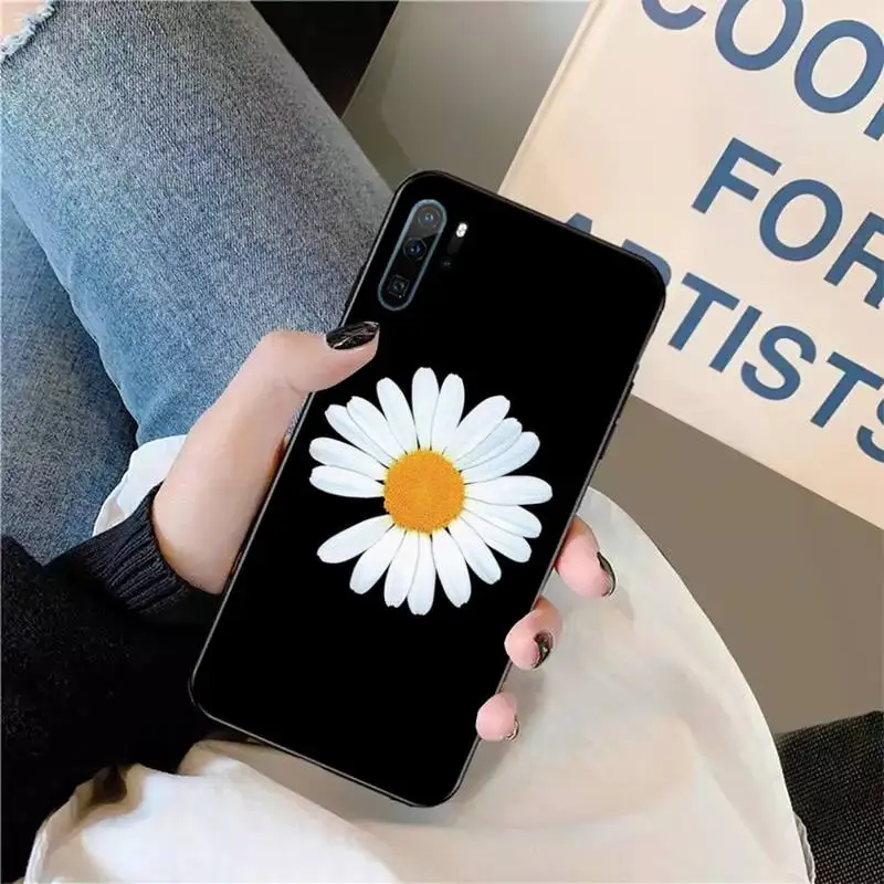 

Black White Flower Daisy Phone Case For Huawei honor Mate P 9 10 20 30 40 Pro 10i 7 8 a x Lite nova 5t