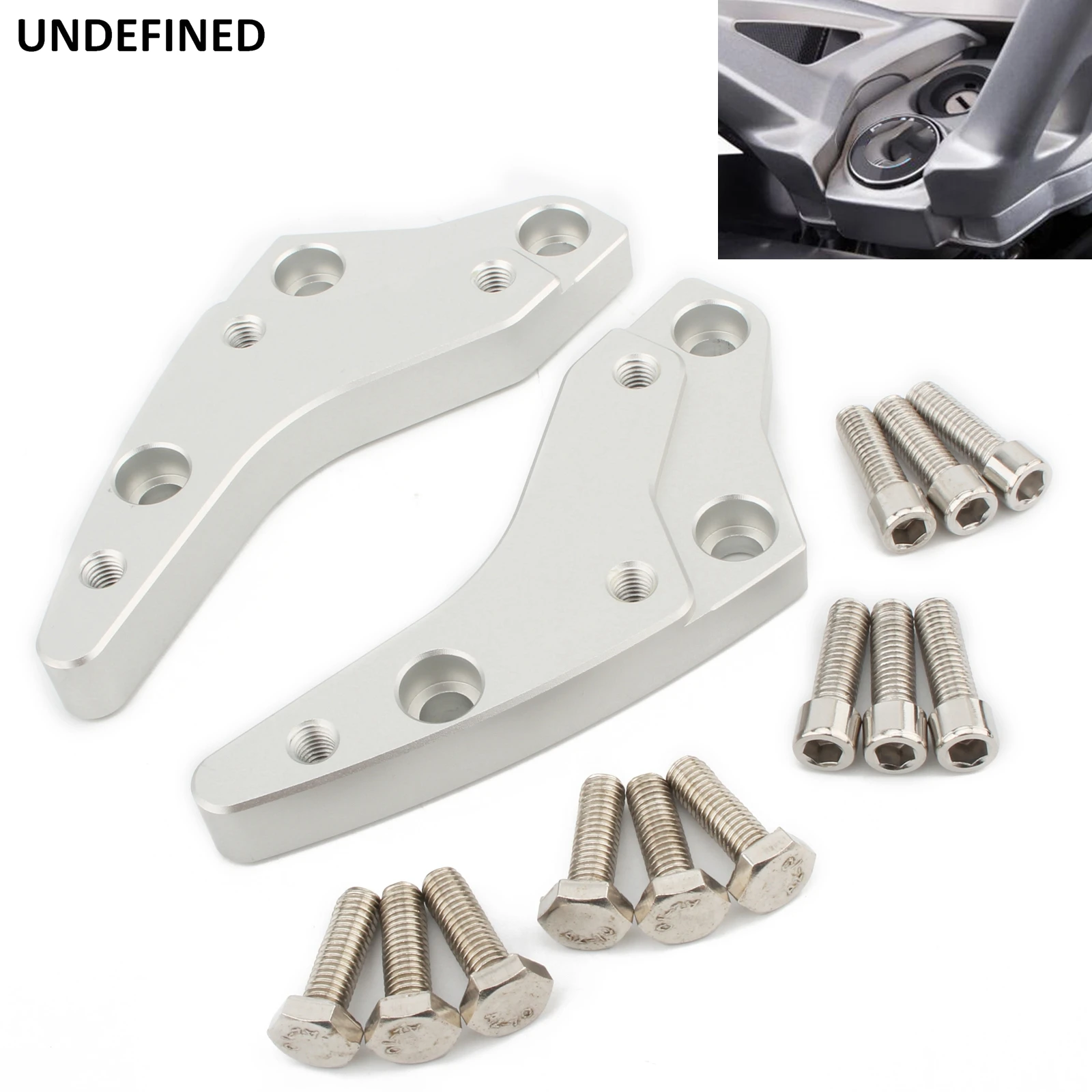 

Motorcycle Handlebar Riser Mount Clamp Height up Adapters Aluminum Silver Risers for BMW K1600GT K1600GTL 2012-2019 K1600B