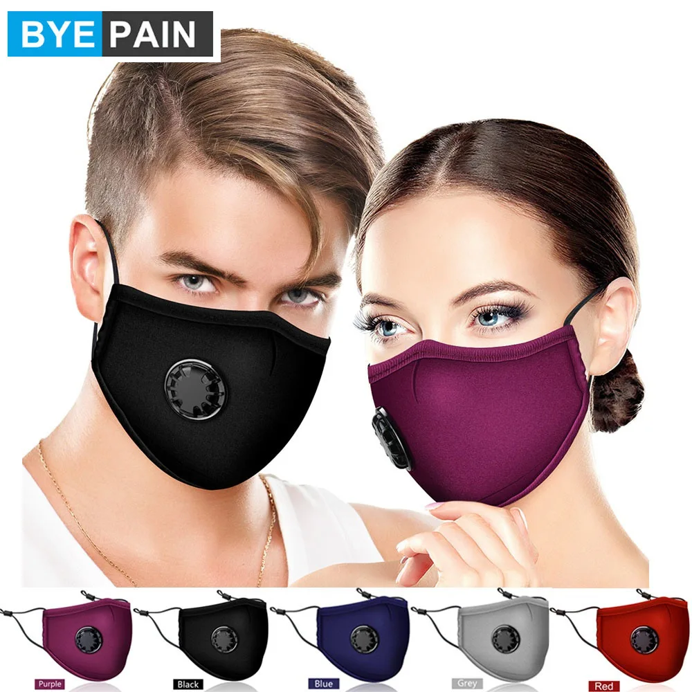 

1Pcs Unisex Reusable Cotton Face Mask Fashion Mouth-muffle PM2.5 Breath Valve Mouth Mask Dust Washable Masks Mascarillas Masque