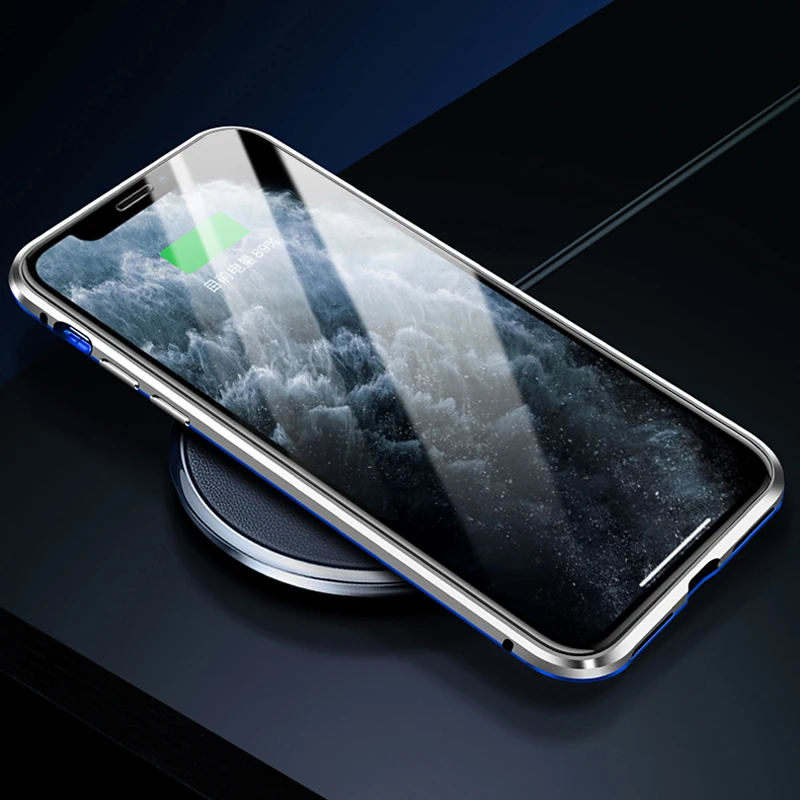 Магнитный адсорбционный металлический чехол для iPhone 11 11 Pro Max прозрачный чехол из закаленного стекла для телефона для iPhone XS Max XR 8 7 Plus откидная крышка