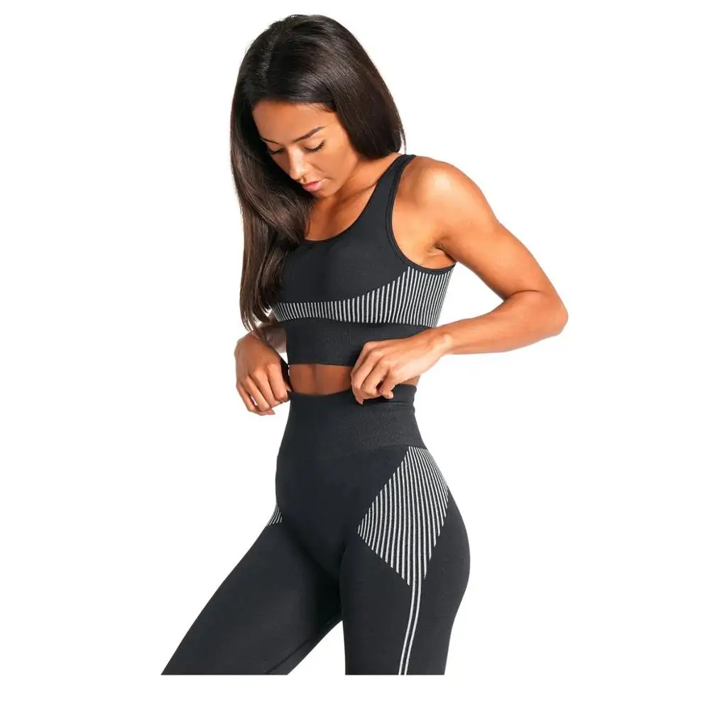 Женский бесшовный спортивный костюм для йоги комплект из 2 предметов облегающий