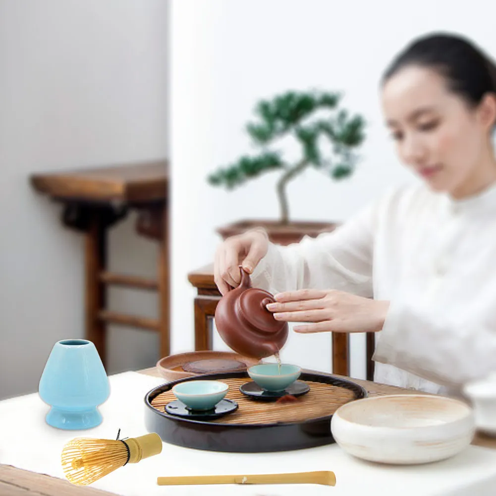 

Matcha Green Tea Whisk Set - Tea Whisk + Scoop + Tea Spoon + Deep Whisk Holder Bamboo Janpanese Style Tea Set Accessories