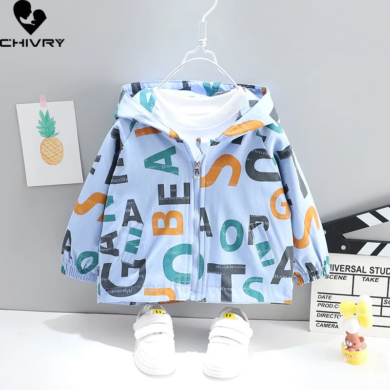 Nuevo 2021 Oto&ntilde;o de las muchachas del beb&eacute; abrigo ni&ntilde;os chaqueta ni&ntilde;os prendas de vestir exteriores con capucha moda letra linda de la historieta impresi&oacute;n cremallera chaquetas ropa-3