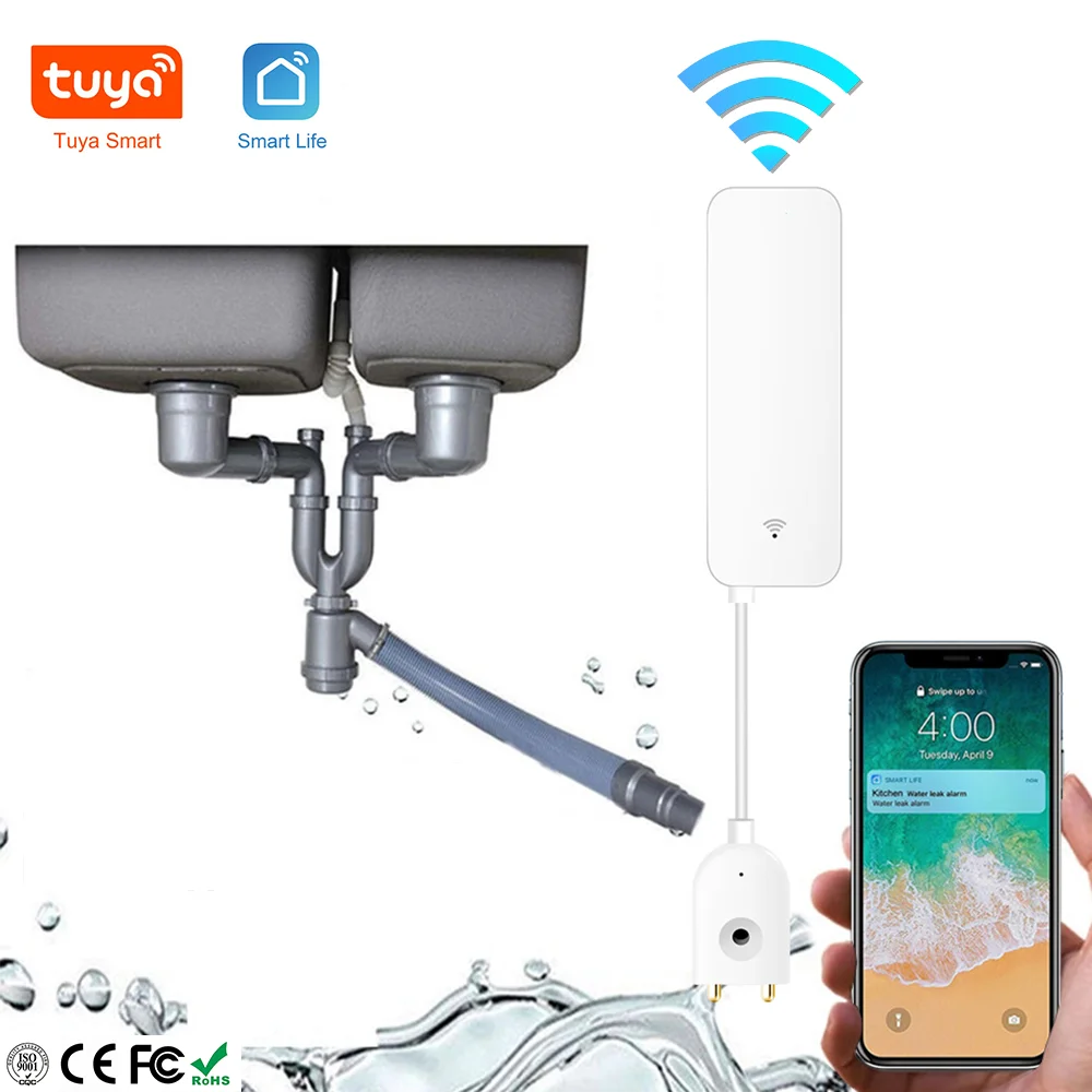 Tuya Smart детектор утечки воды APP сигнализация Wi Fi потока оповещения Сенсор умный