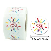 500pcsroll 3 8cm colorful thank you round sticker for envelope sealing party gift card business packaging decoration label