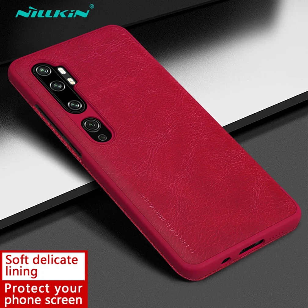 Red Для Xiaomi mi Note 10/Note 10 Pro чехол Nillkin QIN Серия роскошный кожаный защитный чехол флип-чехол s для mi CC9 Pro - Цвет: Red
