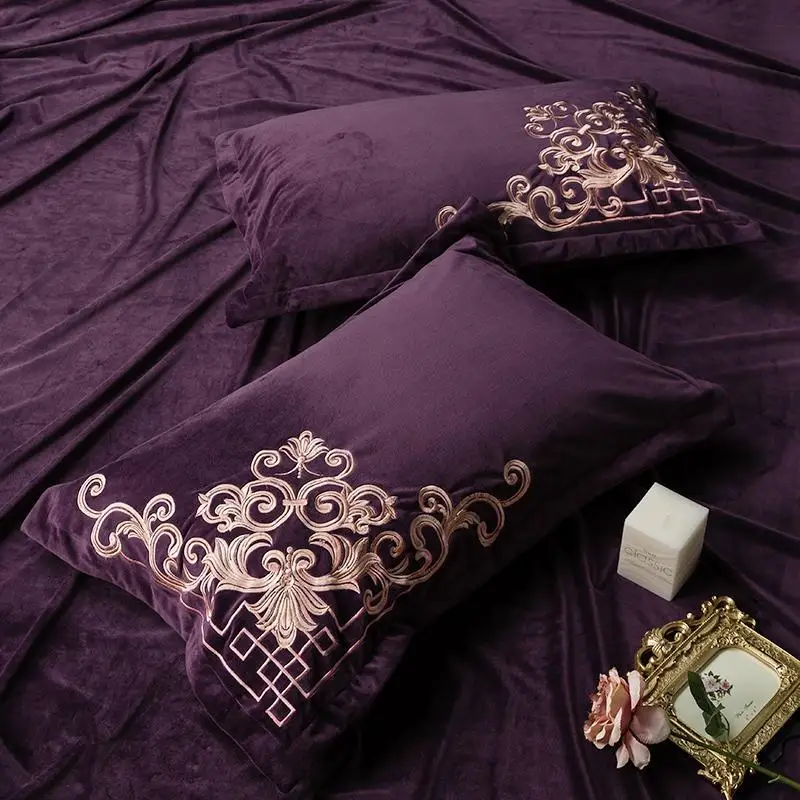 Новые фиолетовые красные синие Роскошные вышивка флис ткань Европейский набор