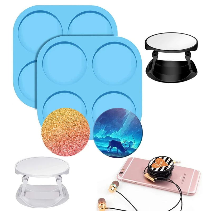 

4/6 Cavity Circle Phone Grip Epoxy Resin Mold On Top Phone Socket Silicone Mould DIY Crafts Jewelry Casting Tool