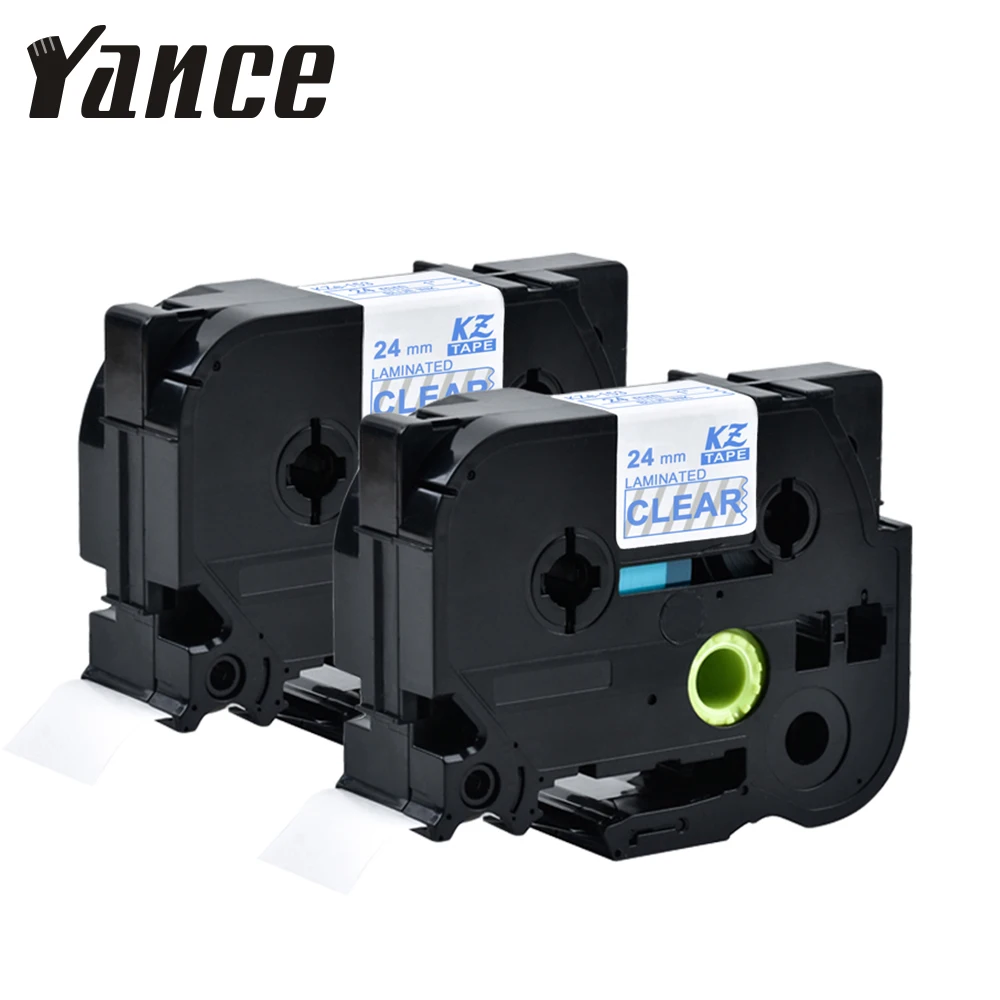 Yance 2шт tze 24 мм TZE153 TZE 153 TZe синий на прозрачной для p touch label maker ленточная кассета