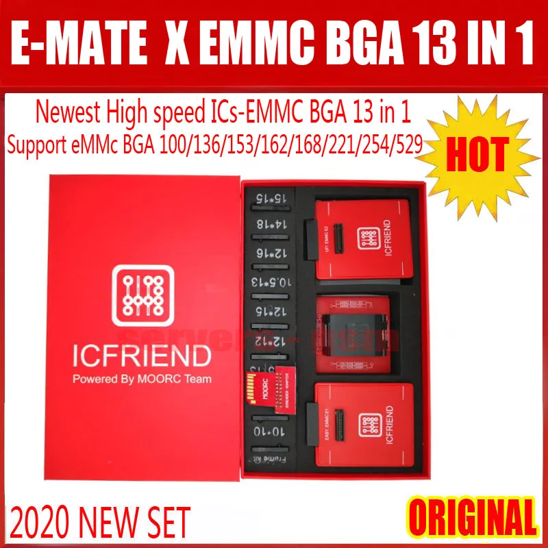 Новинка 2021 высокоскоростная фотография EMMC / ICs BGA 13 в 1 поддержка eMMc BGA100/136/153/162/168/221