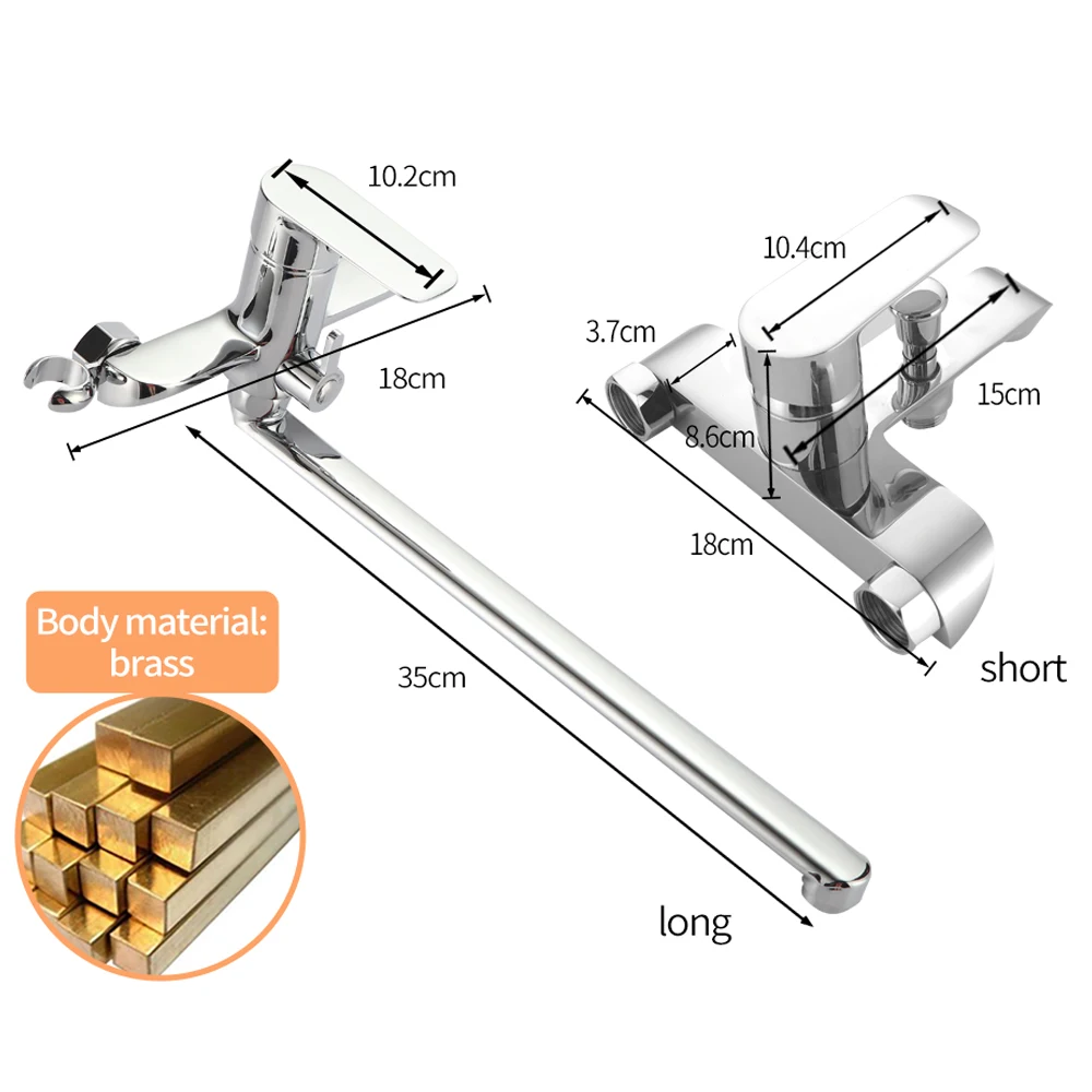 Смеситель для душа в ванную комнату настенный набор 2 функции горячего и